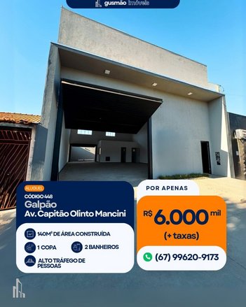 industrial em Avenida Capitão Olinto Mancini, Jardim Angélica - Três Lagoas - MS