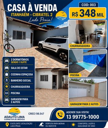 house em Rua Vereador Silvio Olivan Neto, Cibratel II - Itanhaém - SP