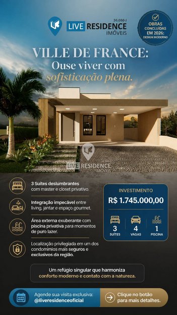 house em Alameda Versalhes, Condominio Ville de France - Itatiba - SP