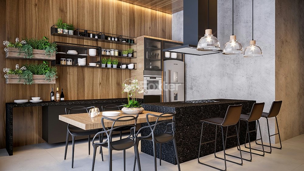 cozinha-moderna-com-ilha-central-e-balcao-de-bar