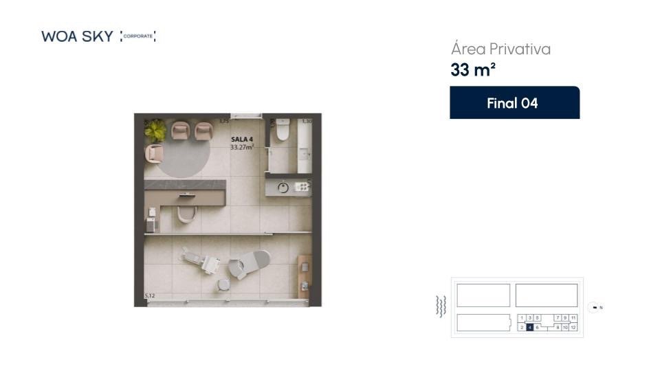 Planta humanizada sala final 04 (imagem ilustrativa - mobiliário não incluído)