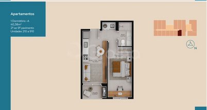 apartment em Rua Rubens de Arruda Ramos, Pedra Branca - Palhoça - SC