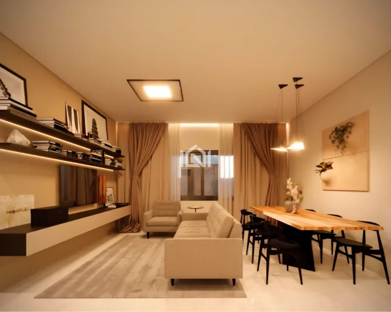 casa a venda no condominio terra nobre sala de estar e jantar