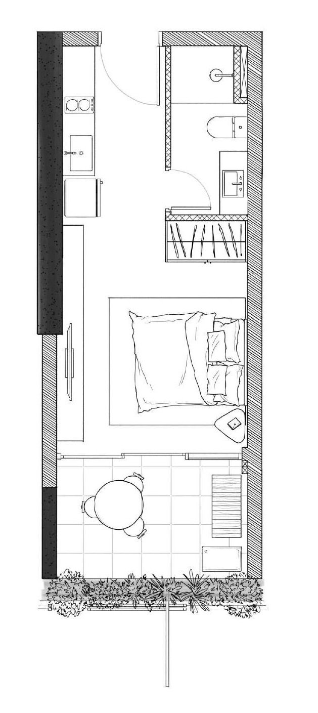 Planta 01 - 1 dorm 25 92m² - studio