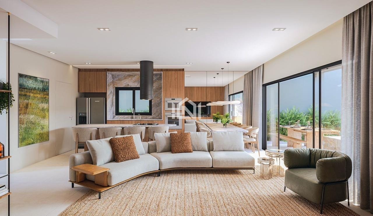casa a venda no condominio enlevo elegance living com salas de estar jantar tv e cozinha americana
