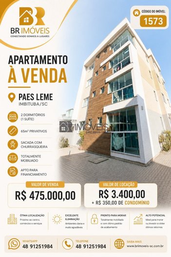 apartment em Rua Edith de Almeida Bernardes, Paes Leme - Imbituba - SC