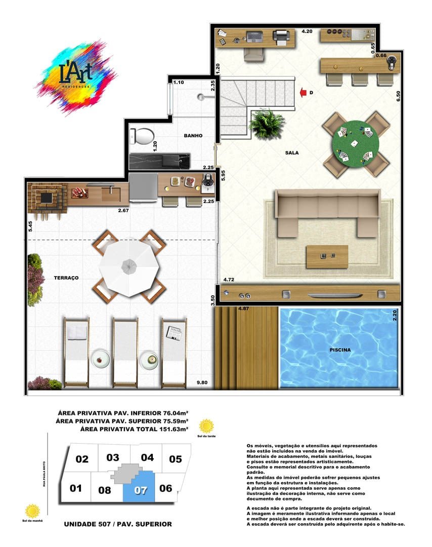 Planta 22 - 2 dorm 151 63m² - cobertura duplex - superior