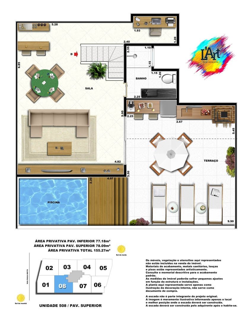 Planta 24 - 2 dorm 155 27m² - cobertura duplex - superior