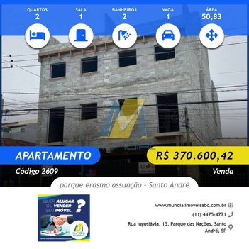 apartment em Rua Hipólito da Costa, Parque Erasmo Assunção - Santo André - SP