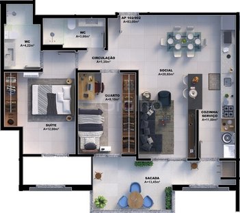 apartment em Rua João Bernadino da Rosa, Pedra Branca - Palhoça - SC